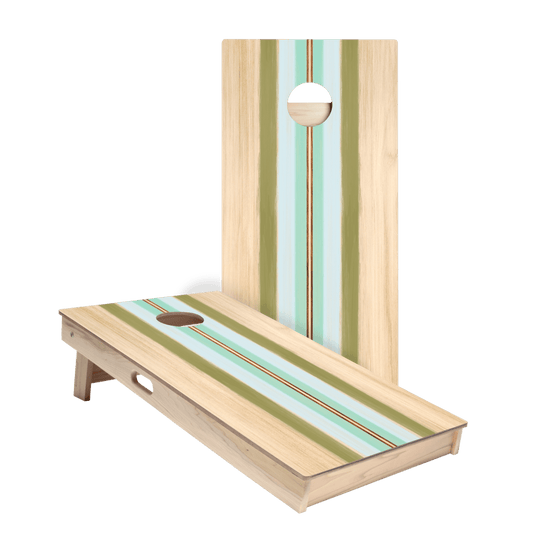 Beachy Retro Stripes Star Cornhole Boards