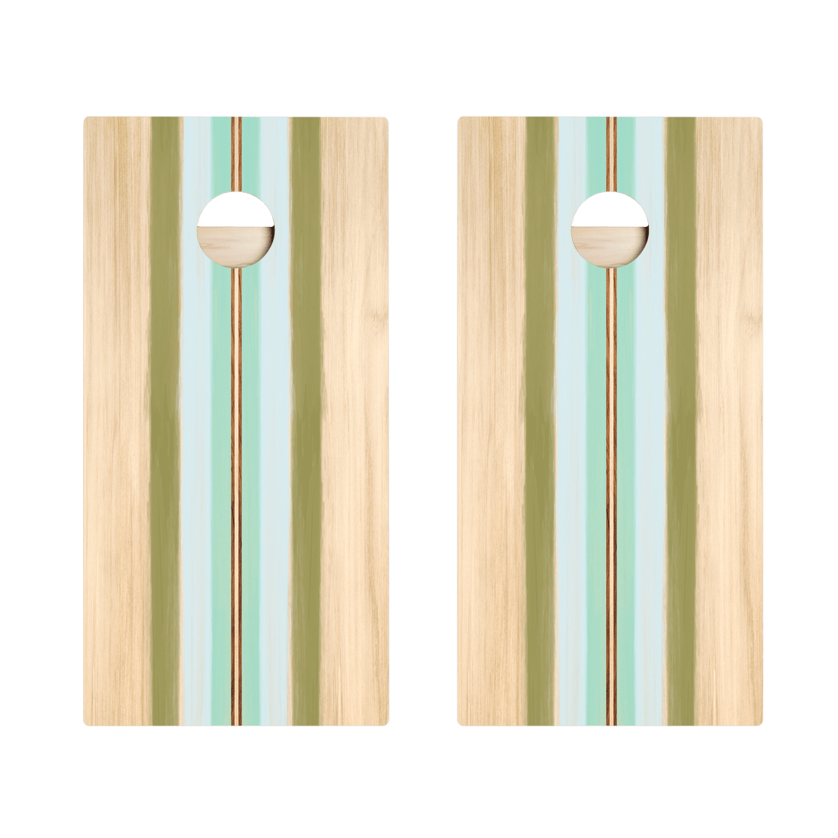 Beachy Retro Stripes Star Cornhole Boards