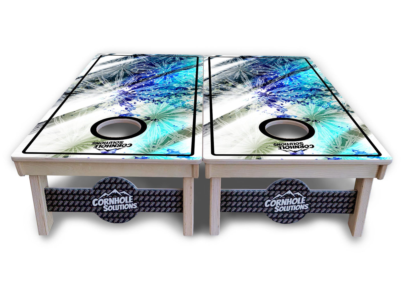 Blue Color Burst Cornhole Boards - Professional Tournament Series