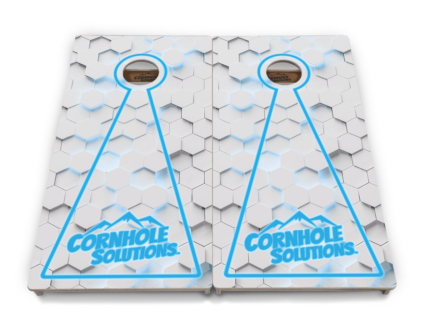 Glow Hole White Background Cornhole Boards - Professional Tournament Series