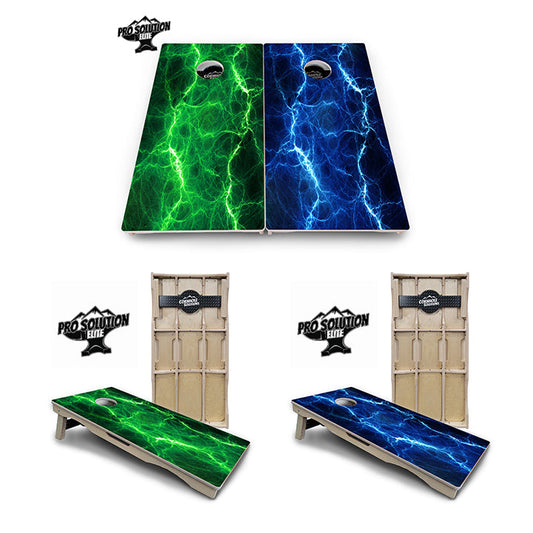 Blue & Green Lightning Cornhole Boards - Pro Solution Elite Series