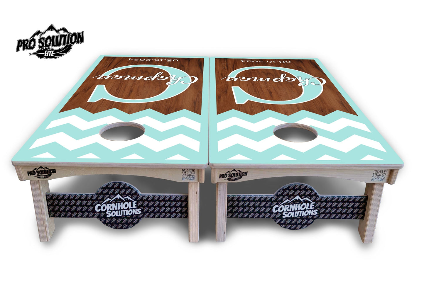 Mint Chevron Cornhole Boards - Pro Solution Lite Series
