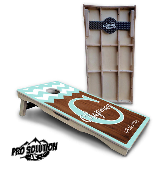 Mint Chevron Cornhole Boards - Pro Solution Lite Series