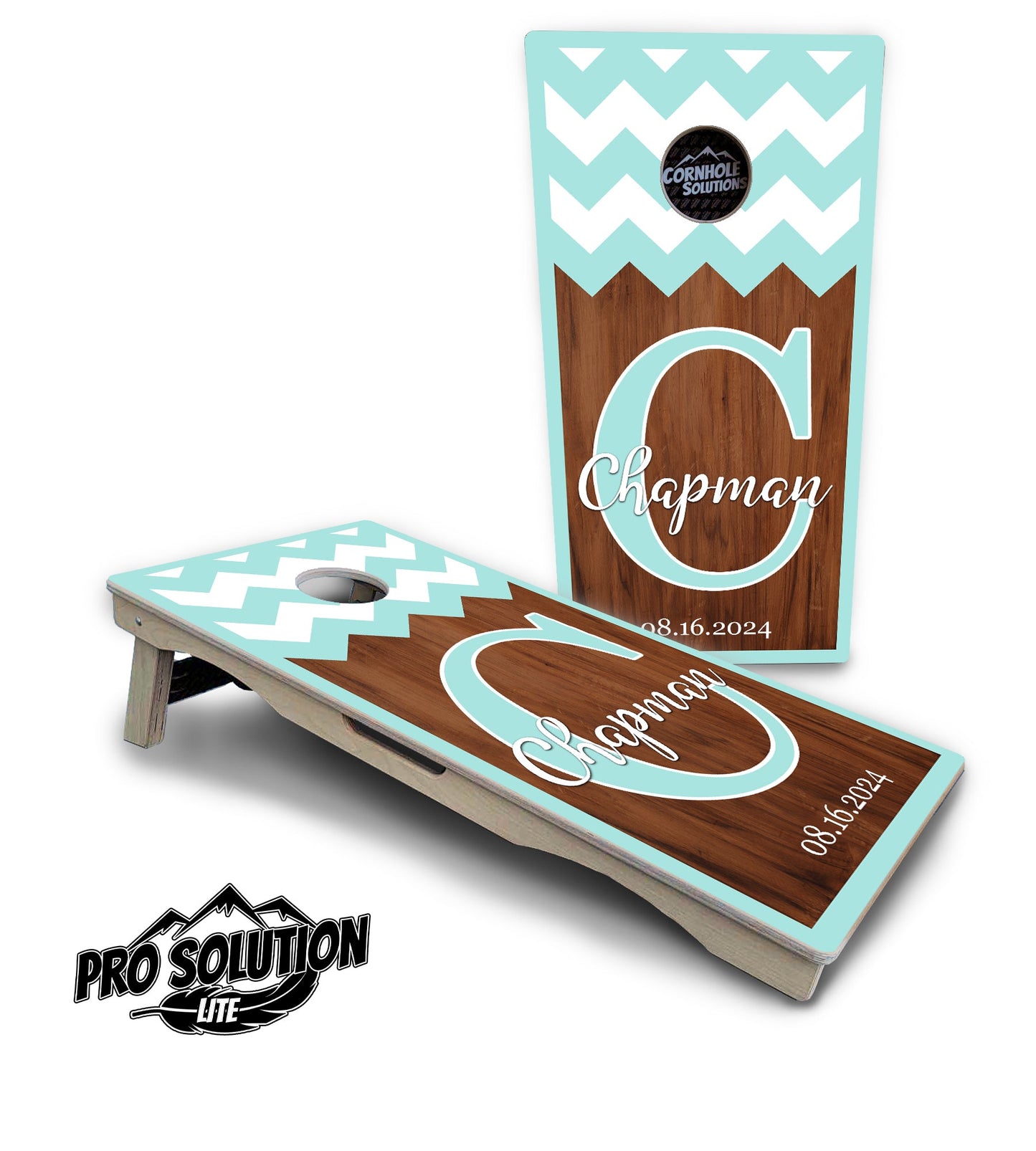 Mint Chevron Cornhole Boards - Pro Solution Lite Series