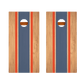 Classic Stripes Natural Wood Blue and Red Silver Series Cornhole Boards