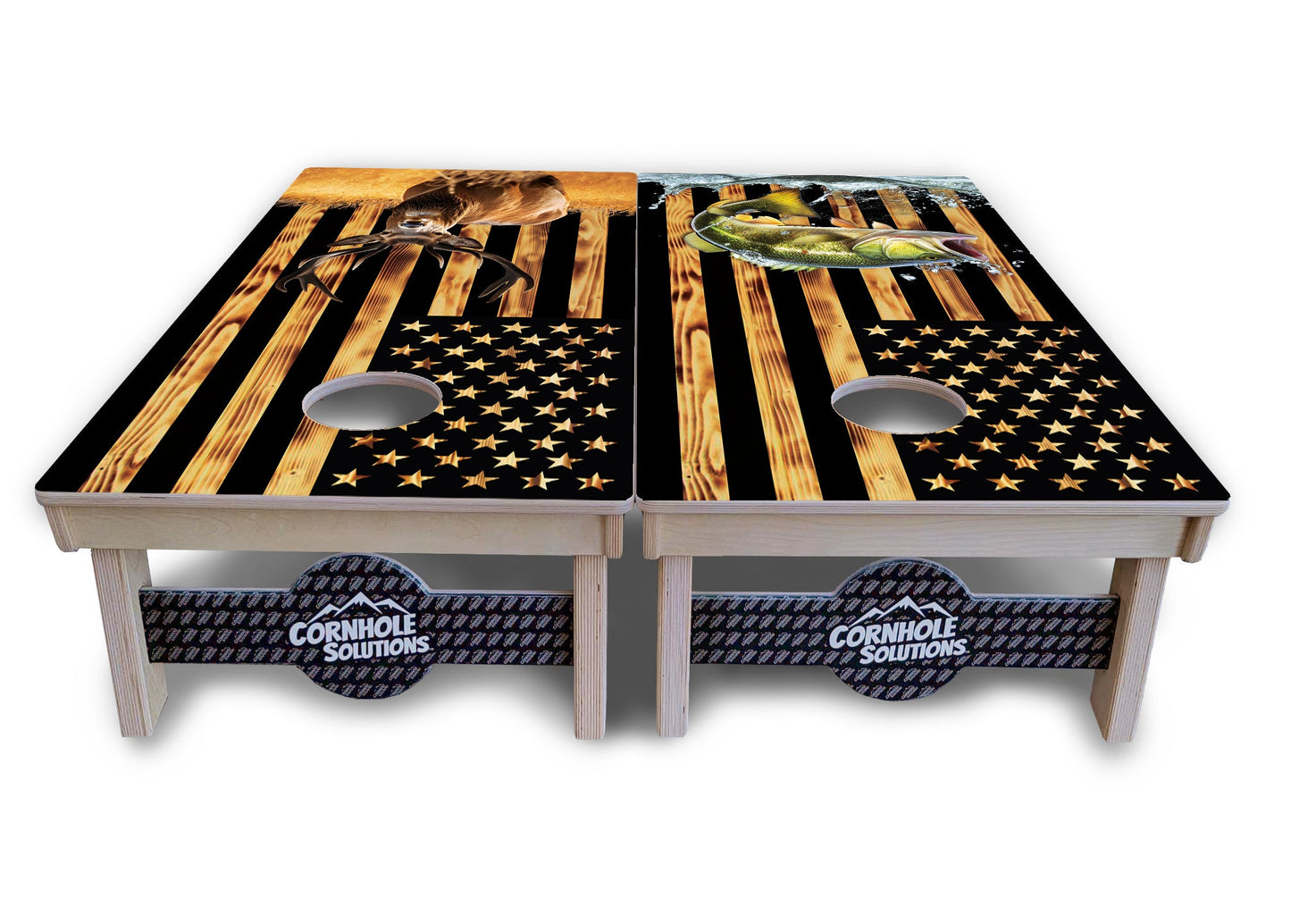 Colorful Deer & Fish Cornhole Boards - Professional Tournament Series