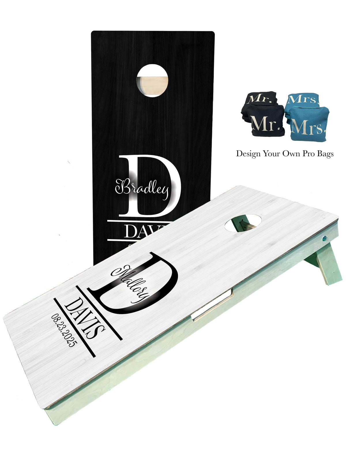 Personalized Wedding Date Cornhole Boards with Last Name/Monogram