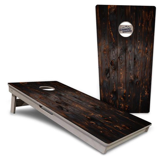 Dark Burnt Wood Cornhole Boards - Professional Tournament Series
