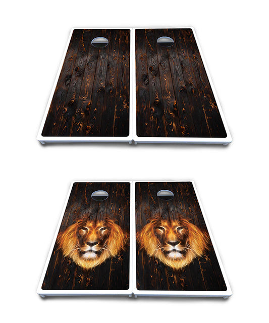 Dark Burnt Wood Cornhole Boards - All Weather Series