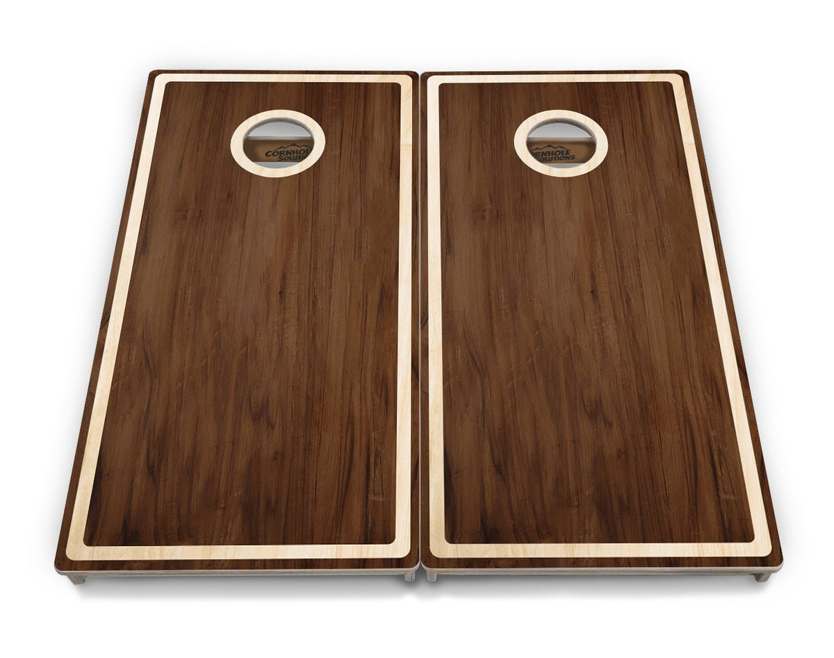 Dark Wood Natural Border Cornhole Boards – Tournament Series