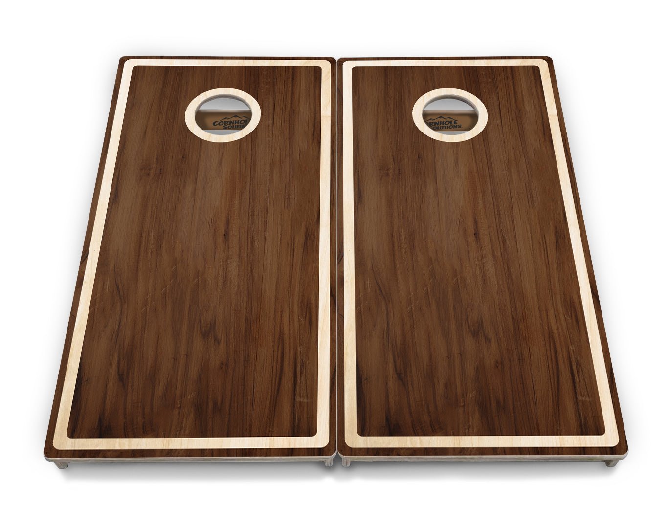 Dark Wood Natural Border Cornhole Boards - Professional Tournament Series