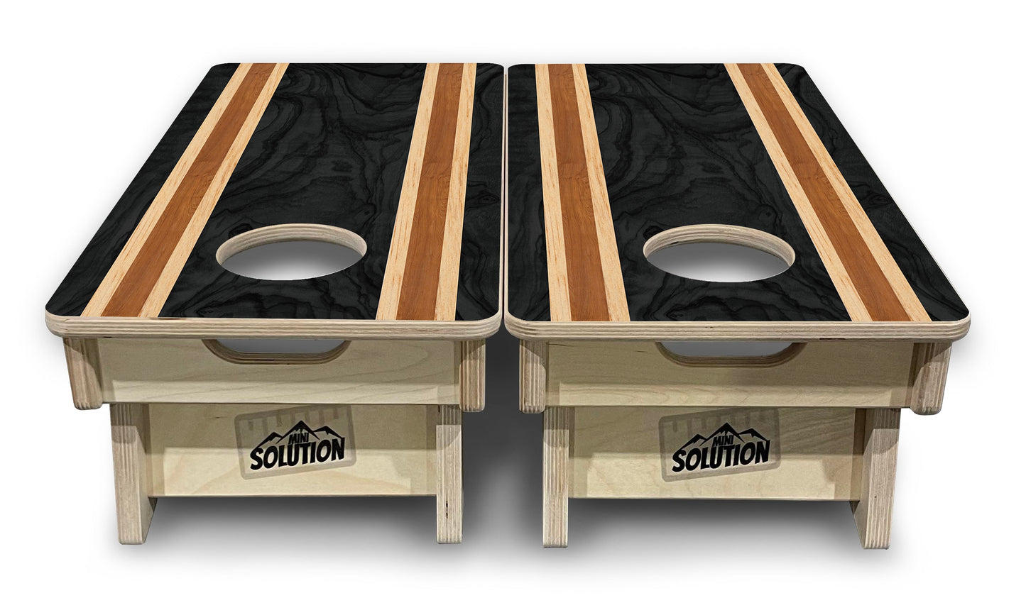 Mini Cornhole Boards - Dark Wood Stripe