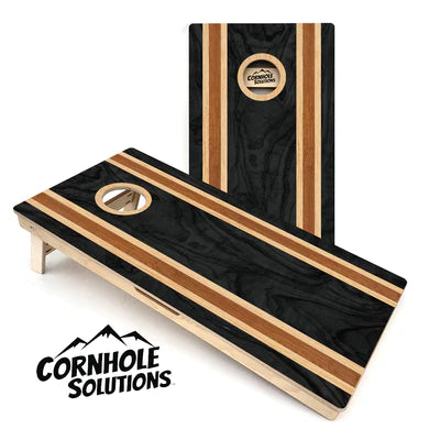 Tournament Quality Cornhole Boards - Dark Wood Stripes