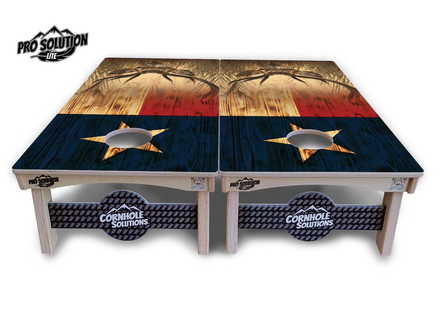 Texas Flag Deer & Fish Cornhole Boards - Pro Solution Lite Series