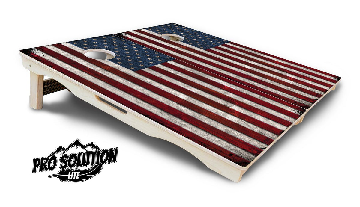 Rustic USA Flag Cornhole Boards – Pro Lite or Pro Elite