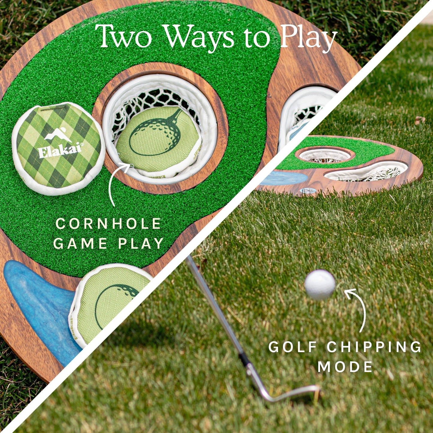 Island Hole | Wood and Resin Cornhole x Golf Chipping Game