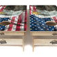 Quick Ship Cornhole Boards - Faded Flag and Eagle Design