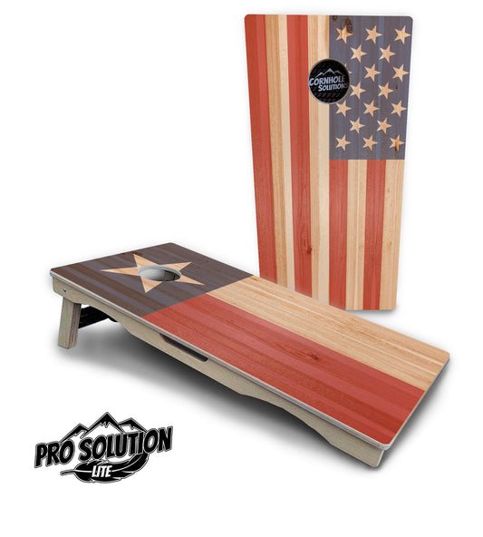 Faded USA/TX Flag Cornhole Boards - Pro Solution Lite Series