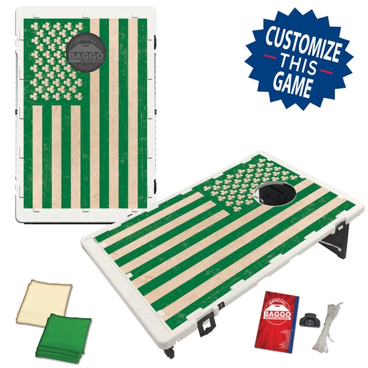 Green Irish Shamrock American Flag Bean Bag Toss Game by BAGGO