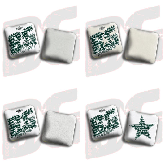 2026 BG Multiple Bag Models "Green Logo White Colormatch " - ACL Pro Stamped Cornhole Bags - SET OF 4 BAGS