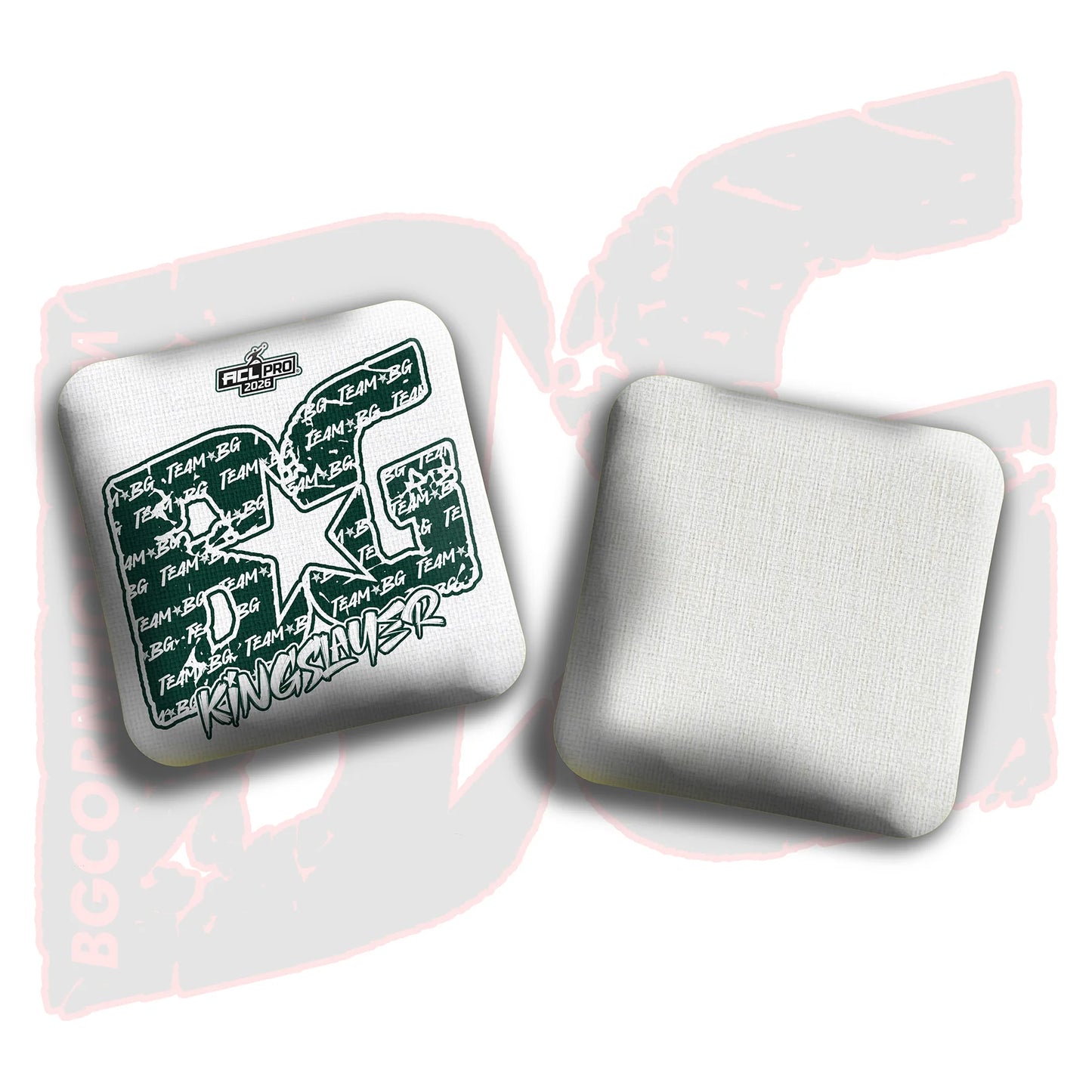 2026 BG Multiple Bag Models "Green Logo White Colormatch " - ACL Pro Stamped Cornhole Bags - SET OF 4 BAGS