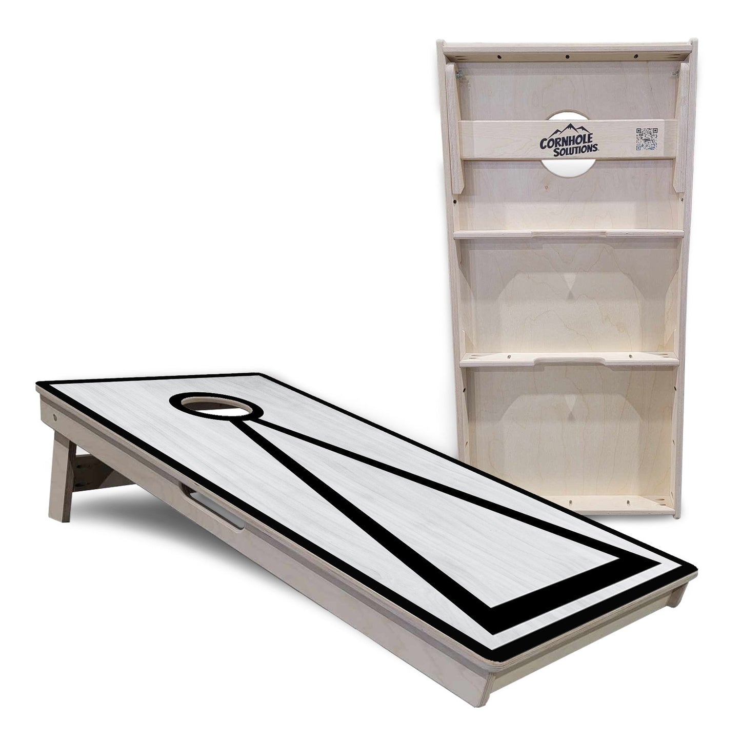 Red/Black Hole Ring Grey Wash Cornhole Boards - Professional Tournament Series