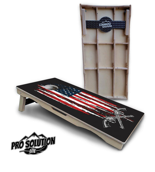 Guns & Flag Cornhole Boards - Pro Solution Lite Series