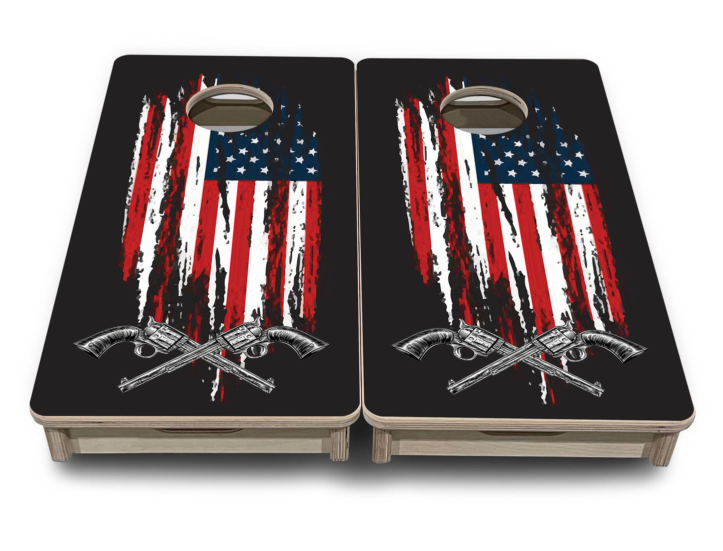 Mini Cornhole Boards - Guns & Flag