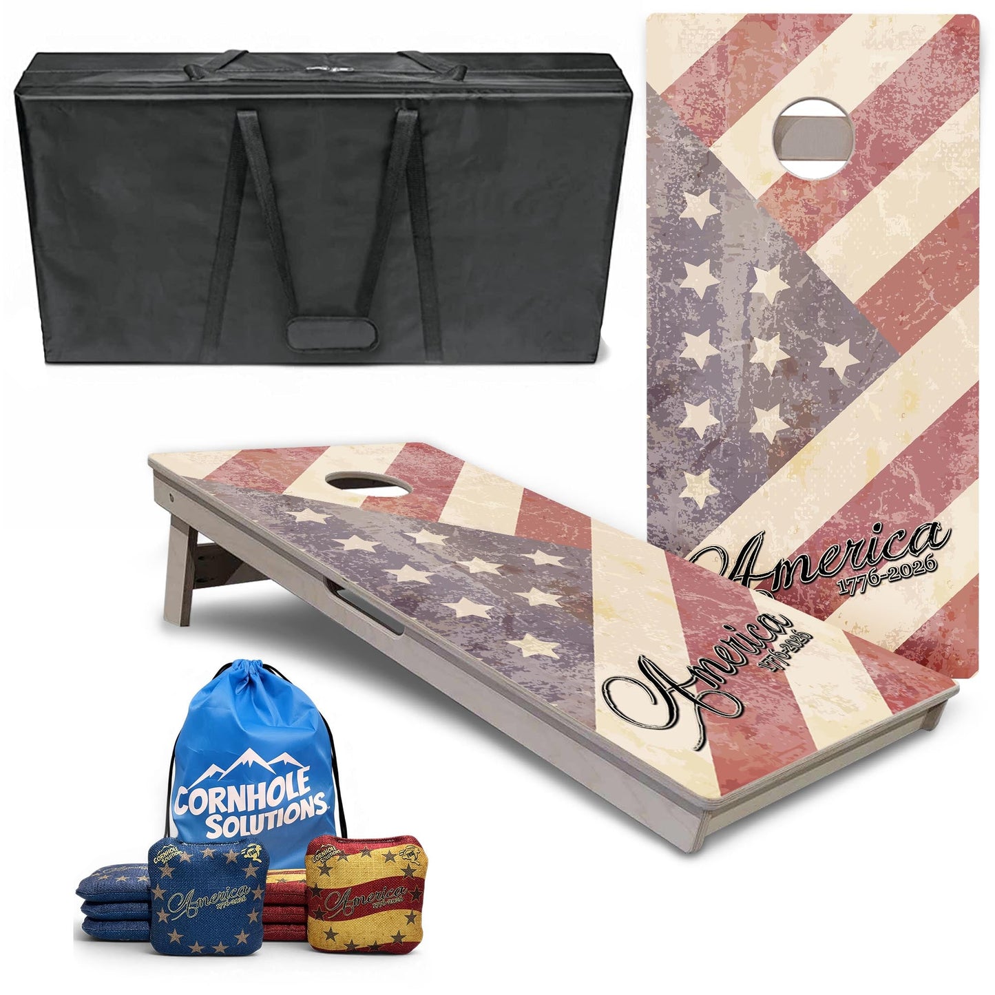 Complete Tournament Cornhole Bundle - Boards, Bags & Carrying Case - America 1776-2026 "Limited Edition"
