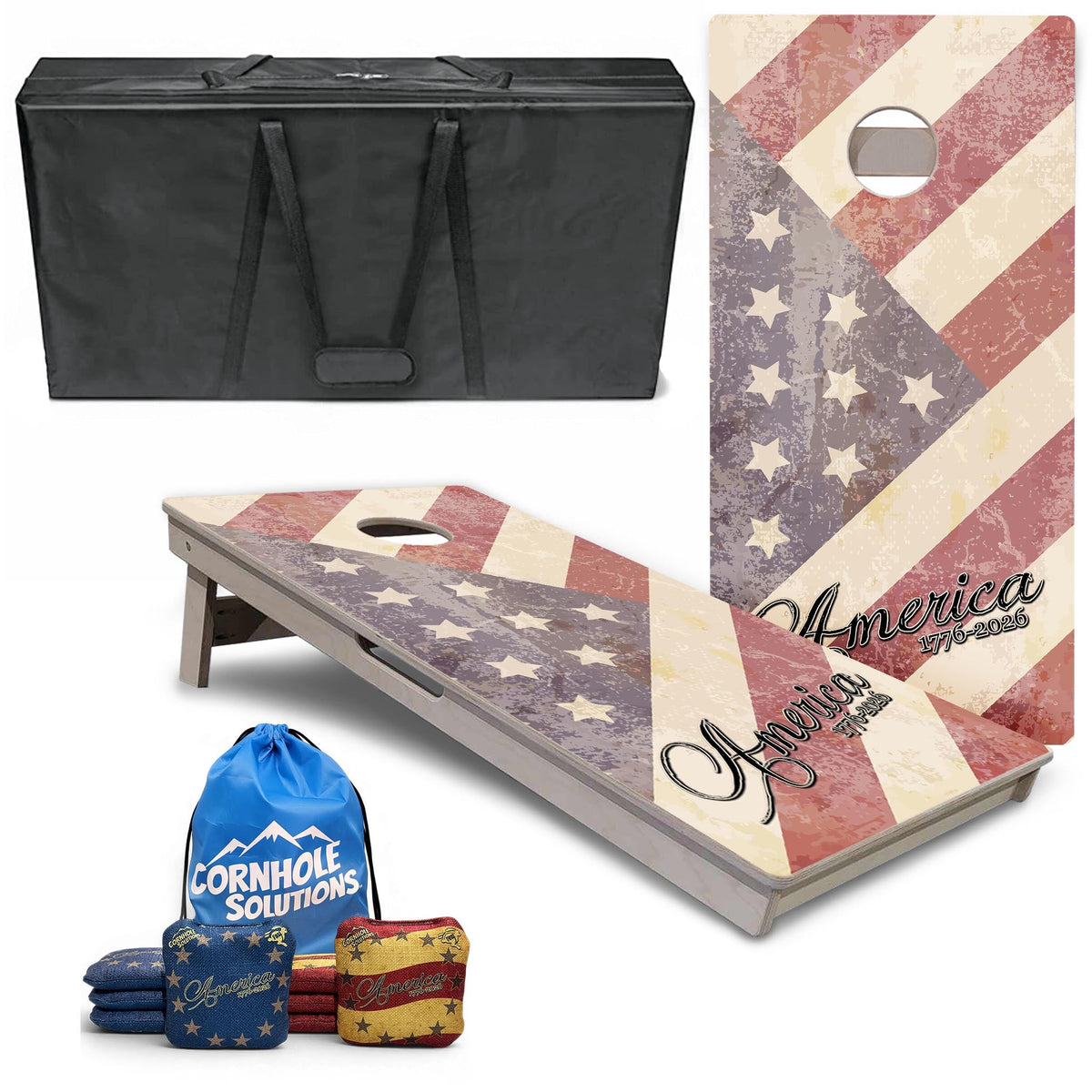 Complete Tournament Cornhole Bundle - Boards, Bags & Carrying Case - America 1776-2026 "Limited Edition"