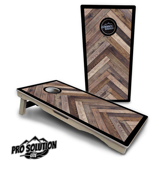 Herringbone w/Border Cornhole Boards - Pro Solution Lite Series