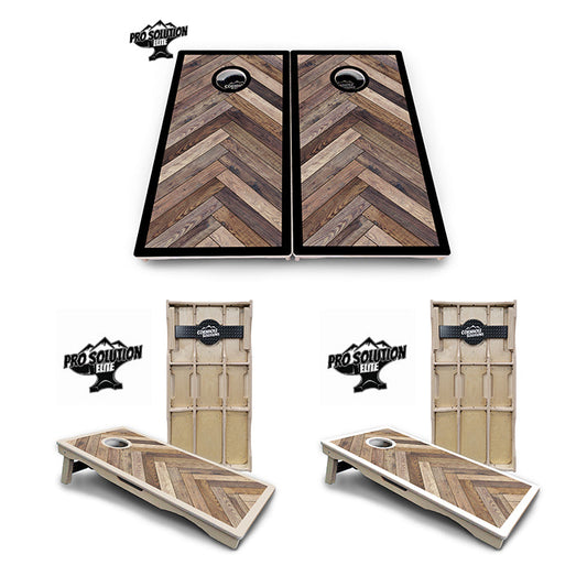 Herringbone w/Border Cornhole Boards - Pro Solution Elite Series