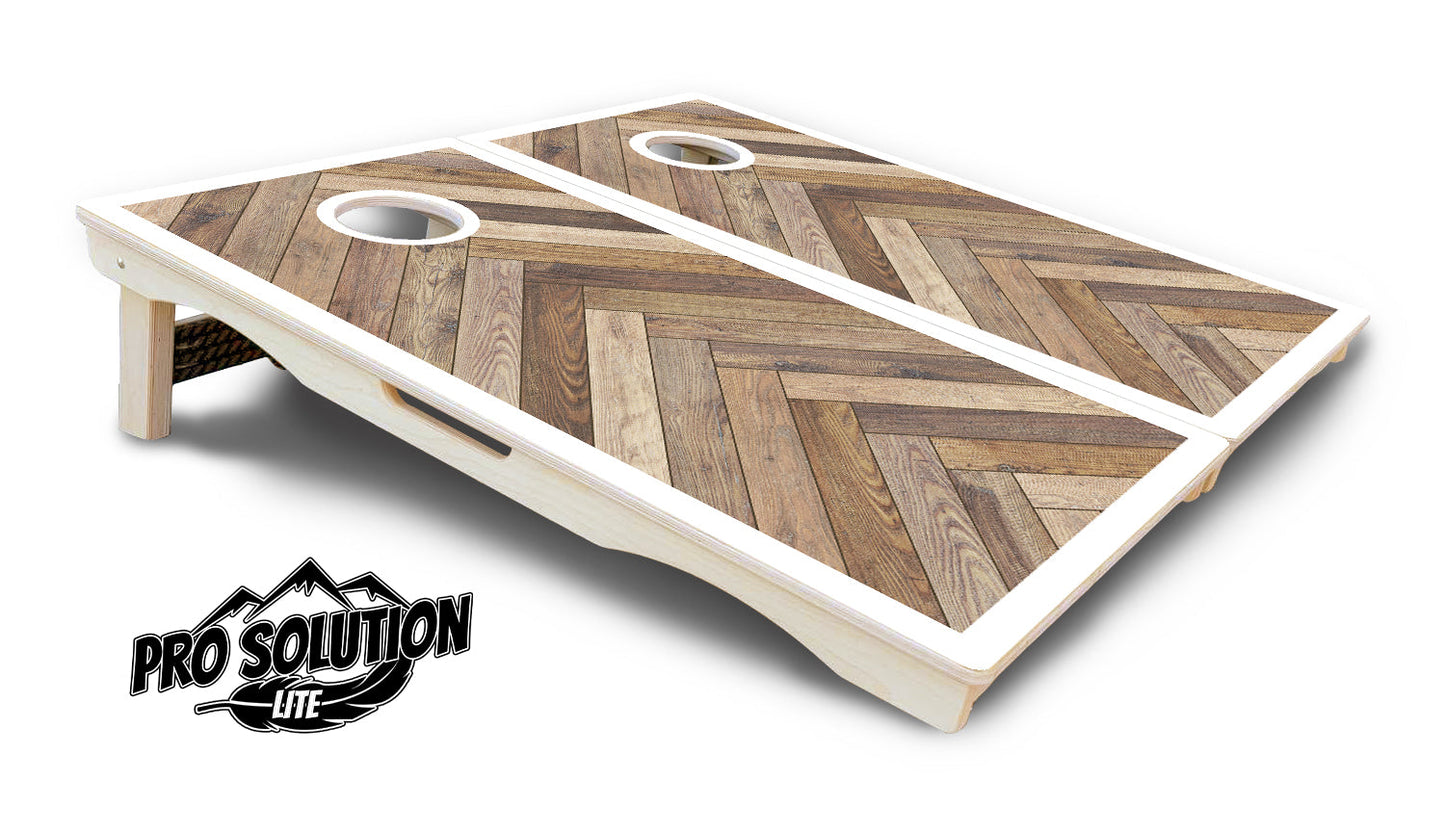 Herringbone w/Border Cornhole Boards - Pro Solution Lite Series