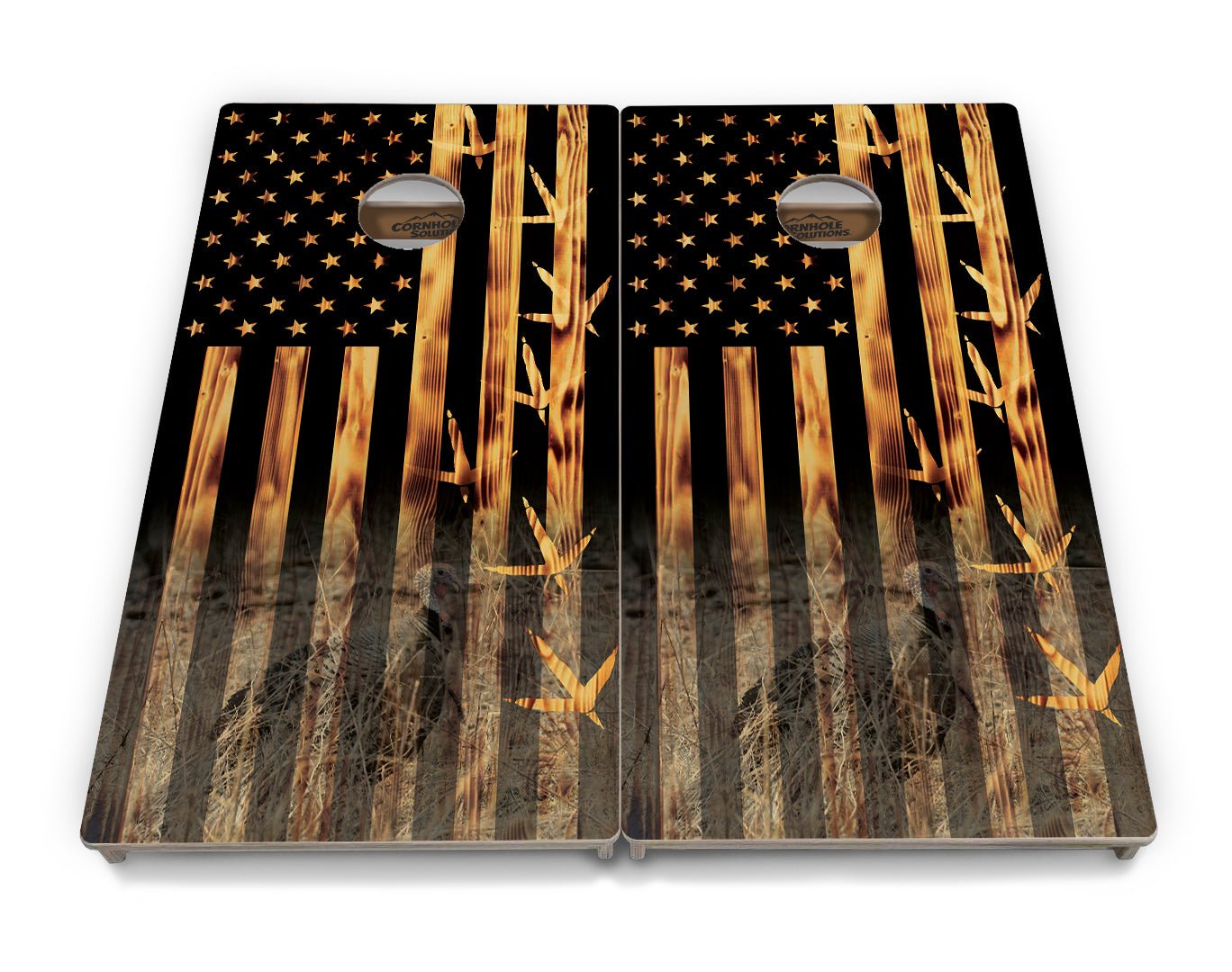 Hidden Turkey Flag Cornhole Boards – Tournament Series