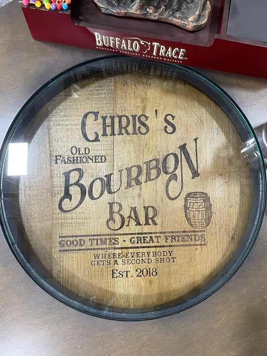 Custom made Bourbon Barrel Bistro/Pub Table Table with cabinet base an ...