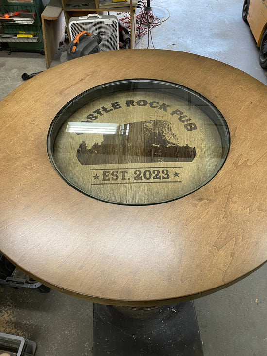 Custom made Bourbon Barrel Bistro/Pub Table Table with cabinet base an ...