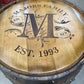 Custom made Bourbon Barrel Bistro/Pub Table Table with cabinet base and glass insert- Custom designed laser engraving available