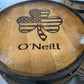Custom made Bourbon Barrel Bistro/Pub Table Table with cabinet base and glass insert- Custom designed laser engraving available