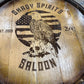 Custom made Bourbon Barrel Bistro/Pub Table Table with glass insert- Custom designed laser engraving available