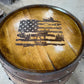 Custom made Bourbon Barrel Bistro/Pub Table Table with glass insert- Custom designed laser engraving available