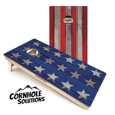 Tournament Quality Cornhole Boards - Weathered Flag Design