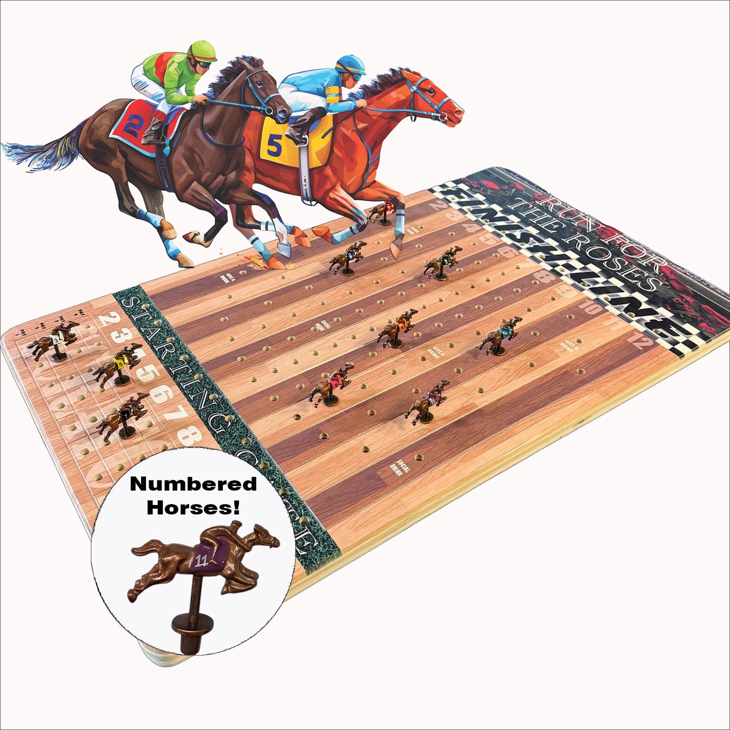 The Horse Race Party Game Brown Striped Track Edition