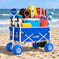 Electric Beach Wagon 500W – Motorized Folding Cart with Balloon Wheels Blue