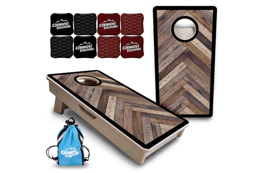 Mini Cornhole Boards - Herringbone w/ Border