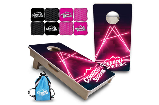 Mini Cornhole Boards - Neon Pink Target
