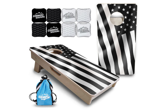 Mini Cornhole Boards - B&W Wavy Flag