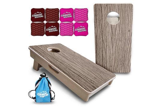 Mini Cornhole Boards - Tan Grey Wood