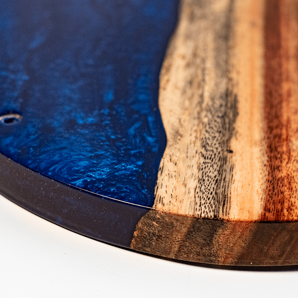 One of a Kind Blue Pearl Epoxy Resin Live-Edge Wood Hook and Ring Toss Game