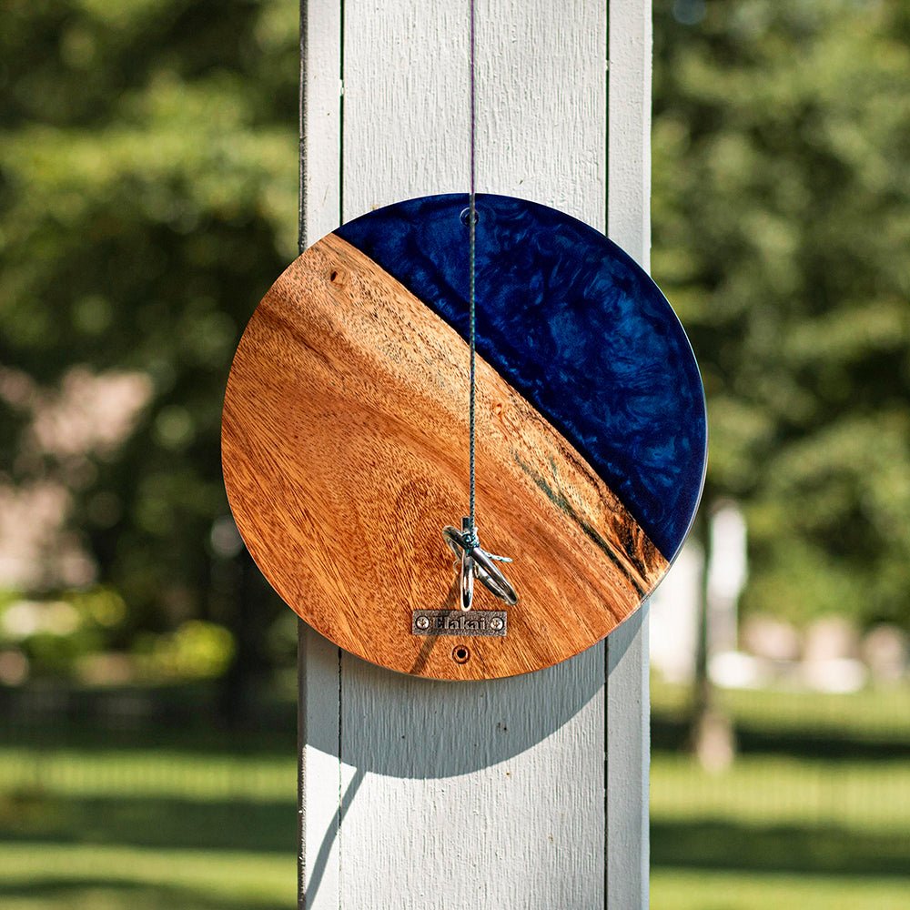 One of a Kind Blue Pearl Epoxy Resin Live-Edge Wood Hook and Ring Toss Game