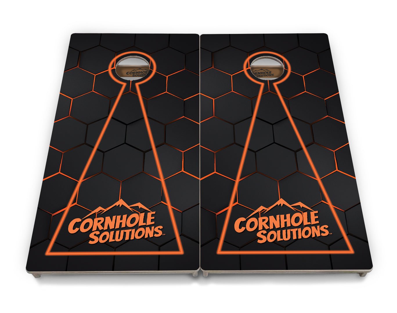 Glow Hole Black Backgound Cornhole Boards - Professional Tournament Series